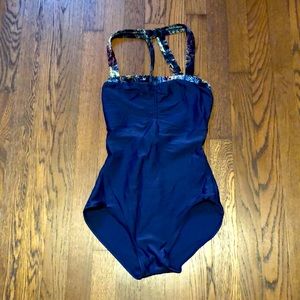 Natalie halter leotard with velvet detail